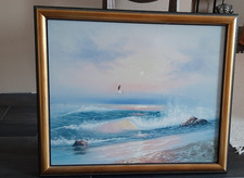 Ölbild Meer Möwe mit Rahmen