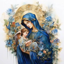 Deko Bild Maria Madonna mit Jesuskind Wandbild Weihnachten Wanddeko Wandfliese