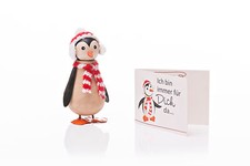 Pinguin Flocke in Geschenkbox Größe 11 cm Dekofigur Pinienholz Wohnung B-WARE