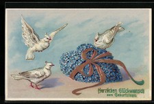 Präge-AK Weiße Tauben und