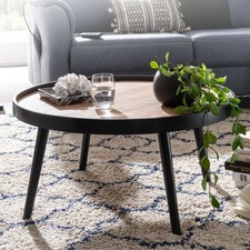 Couchtisch Rund 76cm Skandinavisches Design Eiche Wohnzimmertisch 4 Holz Beine