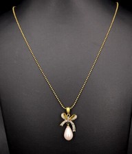 KUGELKETTE & ANHÄNGER AUS MESSING VERGOLDET MIT ZIRKONIA & GLASPERLE SCHMUCKJAGD