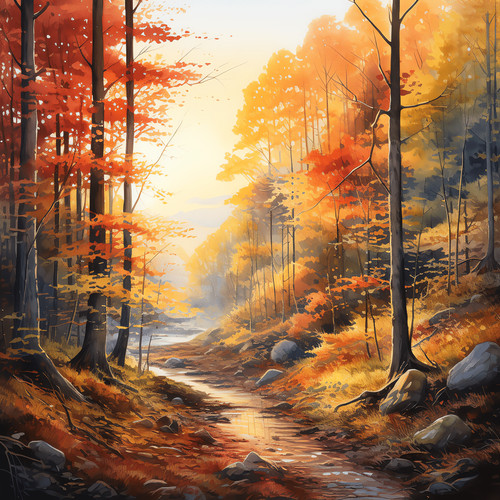 Wandbild fluss bach wald - wandbild,
