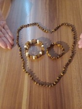 Tigerauge Schmuck Edelsteinset: Armband und Halskette