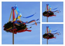 Richtkranz , Richtfest ~ 85cm~mit bunten Satinschleifen & Aufhängung