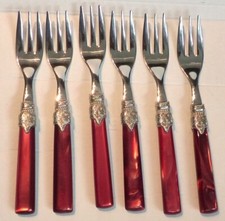 Kuchengabel, Rot mit Perlmutteffekt, 16 cm