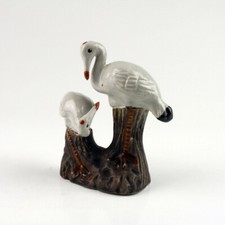 Keramikfiguren asiatische Kraniche, Bonsaifigur Pflanzen-Deko Bonsai Tiere 11 cm