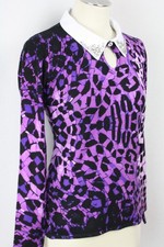 Damen Pullover Oberteil Pulli Leoprint Glitzerkragen  Viskose OVANTI Gr.36,38,40