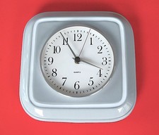 Küchenuhr Quartz Wanduhr Grau/Weiß 22x22cm Keramik 70/80er Vintage
