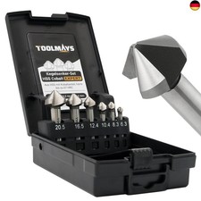Kegelsenker Set HSS Cobalt 6 tlg 90° Kegelsenker Satz 3-Flächen-Schaft Ø 6,