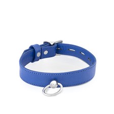Leder Halsband Halsreif Halskette mit O-Ring Blau