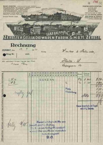 Zerbster celluloidwaren fabrik - celluloidwaren,