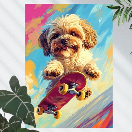 Shih tzu hund auf - auf, skateboard