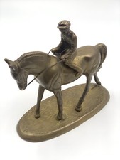 Antik Messing Pferd Mit Reiter Figur Statue Original Alt Handgefertigt !!