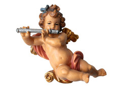 Kleiner Holz Engel mit Flöte