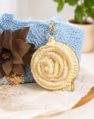 Handgehäkeltes raffia rosen - handgehäkeltes,