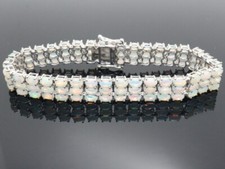 GOLDJUNGE69 * HARRY IVENS IV  3 REIHIG EDELSTEIN ARMBAND 102x  ÄTH. OPAL   925er