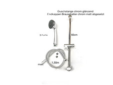 Duschset Brauseset Handbrause Duschstange  silber  matt abgesetzt