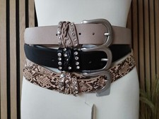 Best Emilie Strass Nieten Damen Schlangen Optik Gürtel teil Leder