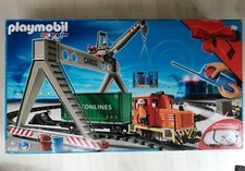 Playmobil Eisenbahn RC Train 4085 Zug Verlade Kran Container Güterzug Lokomotive