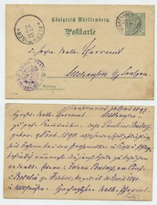 65694 -Ganzsache DP 29 - Dienstpostkarte- Schussenried 30.4.1897 nach Altshausen