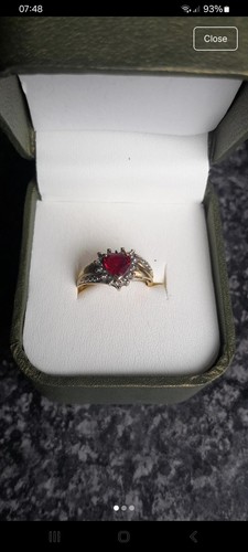 Herzring gelbgold roter - gelbgold,