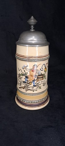 Alter bierkrug mit zinndeckel - alter,