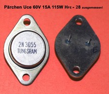 2N3055 Pärchen  60V 16A 115W 1,3Mhz TO-3 Leistungs Transistor NF - Endstufe  NPN