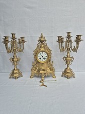 Antik Pendule Pendeluhr Kaminuhr Bronze Clock Frankreich Kerzenständer Ca 1880
