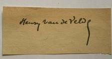 Henry van de Velde - Designer   - original  Autogramm  - Größe 9 x 4 cm
