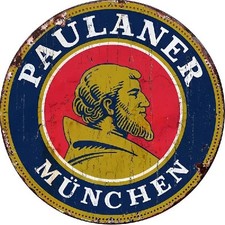 Blechschild rund Paulaner Bier München  Durchmesser 20cm Retro Vintage TEL1631