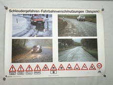 Fahrschule Lehrtafel Schleudergefahr Fahrbahnverschmutzung VW Golf Passat