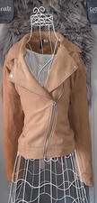 H&M Lederjacke Damen Jacke Kunstleder schwarz Goldreissverschlüsse Gr. 42 US 12 