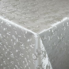 Wachstuch Tischdecke Damast floral geprägt silber 03030-11 eckig rund oval 