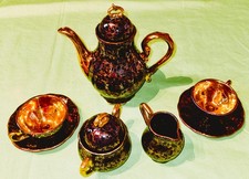 Mokkaservice echt Kobalt Blau Gold Set