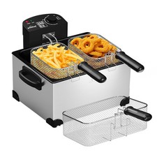 5L Fritteuse mit Öl Edelstahl 2000W Öl-friteuse XL mit Fett 3 Körbe Deep Fryer