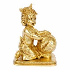 Lord Bal Gopal Krishna Idol Statue, Die Butter Makhan Essend, 7"