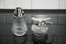 Original WMF Set Honigspender + Zuckerstreuer Cromargan Glas Milch 60-70er Jahre