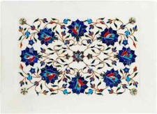 Weißer Marmor Inlay Tisch –