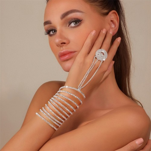 Rhinestone finger bracelet - rhinestone,