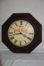 Coca Cola Wanduhr Nostalgie Kunststoff im Holzdesign Werbung Coke Nostalgie 80er