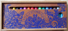 Regenbogen 16 Wachsmalkreiden in Holzschachtel  mehrfarbig f. Kind, Erw, Schule
