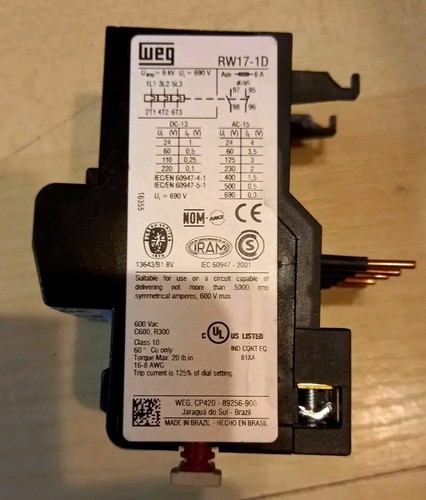 Weg rw17 overload relay 6a - weg,