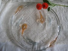 Vintage Glas Tortenplatte Servierplatte Orginal Waltherglas mit Reliefblumen