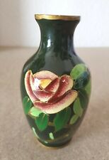 Alte sehr dekorative Porzellan Vase Emaille-malerei, Blumen Schmetterling(H165)A