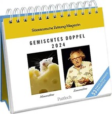 Gemischtes Doppel 2024: Wochenkalender zum Aufstellen, Tischkalender mit Spiralb