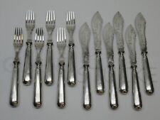 12 tlg. Fischbesteck 6 Pers. ║ KRUPP BERNDORF ║Monogram CW║ versilbert ║ C78