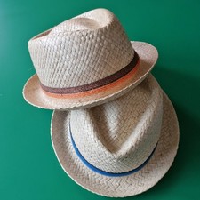 2x LIPODO Strohhut, Diamond Crown, Porkpie, Rockabilly, Diamond TOP - S - 