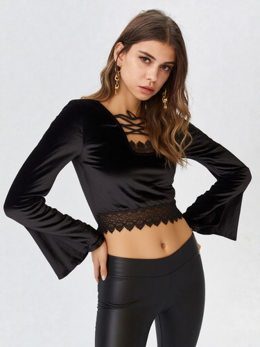 Velvet blouse gothic larp - blouse,