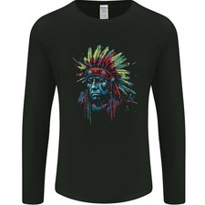 Native American Demon Indian Biker Herren Langarm T-Shirt
